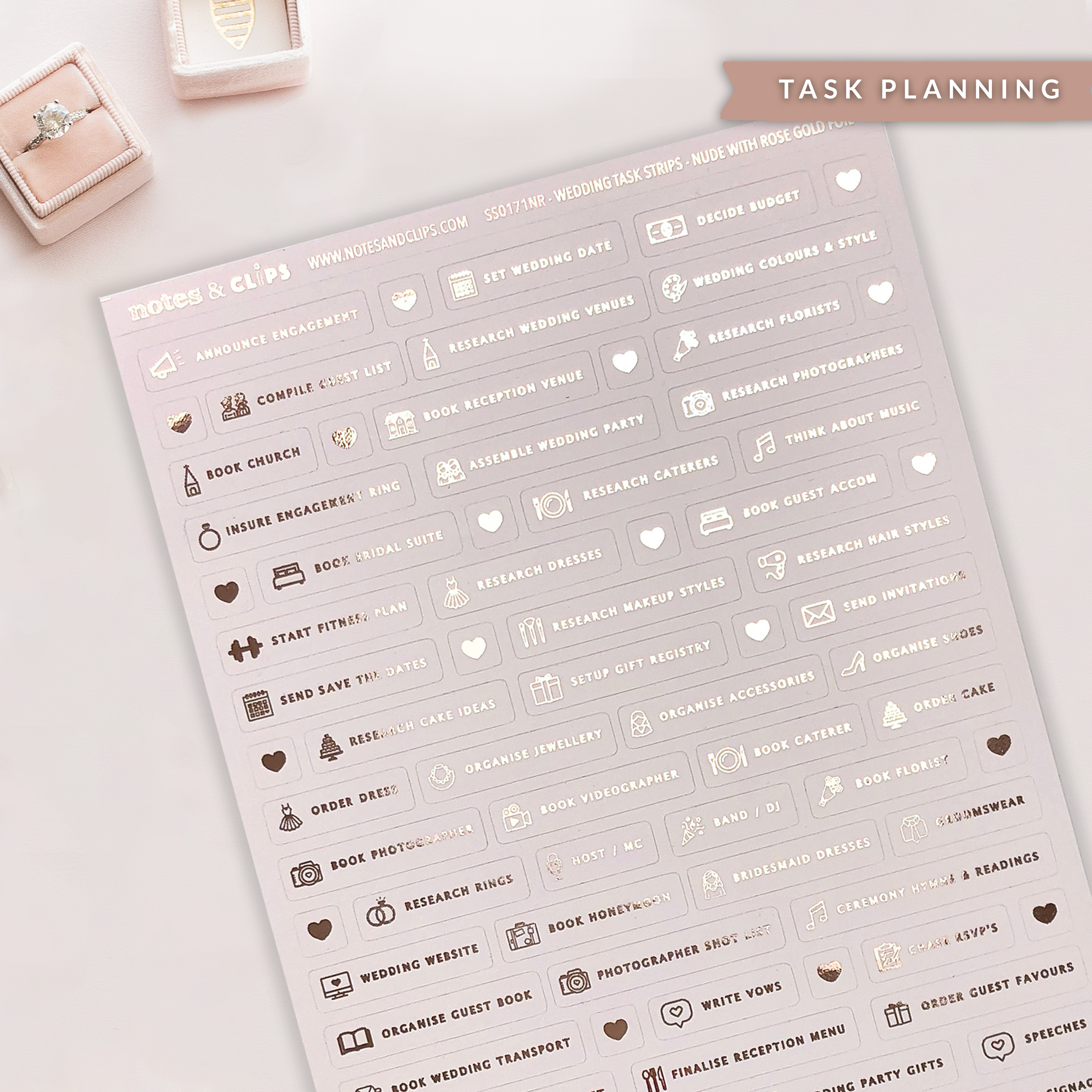 Foiled Wedding Task Stickers - Wedding Planning