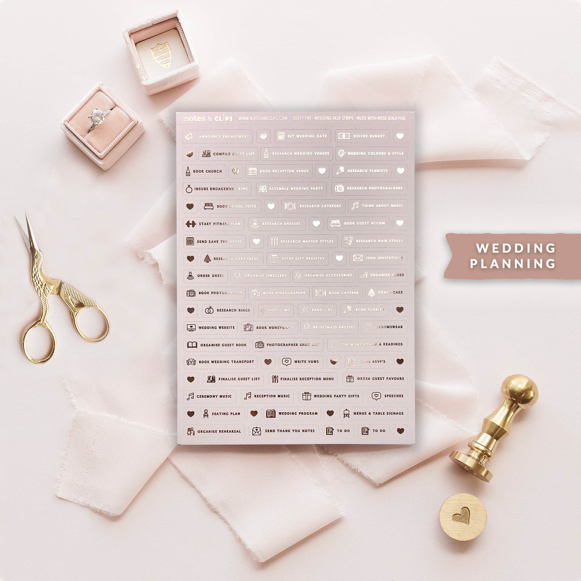 Foiled Wedding Task Stickers - Wedding Planning
