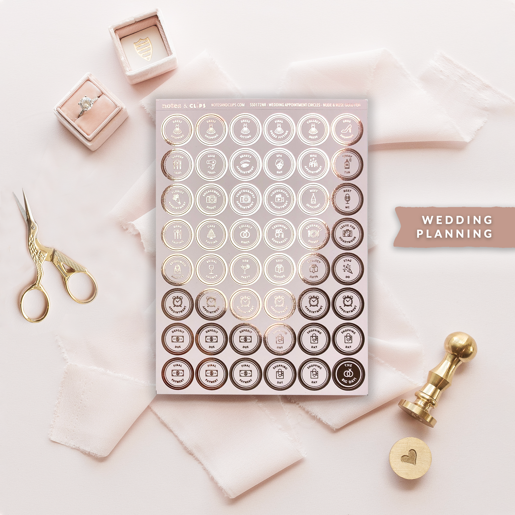 Foiled Wedding Appointment Stickers - Wedding Planning
