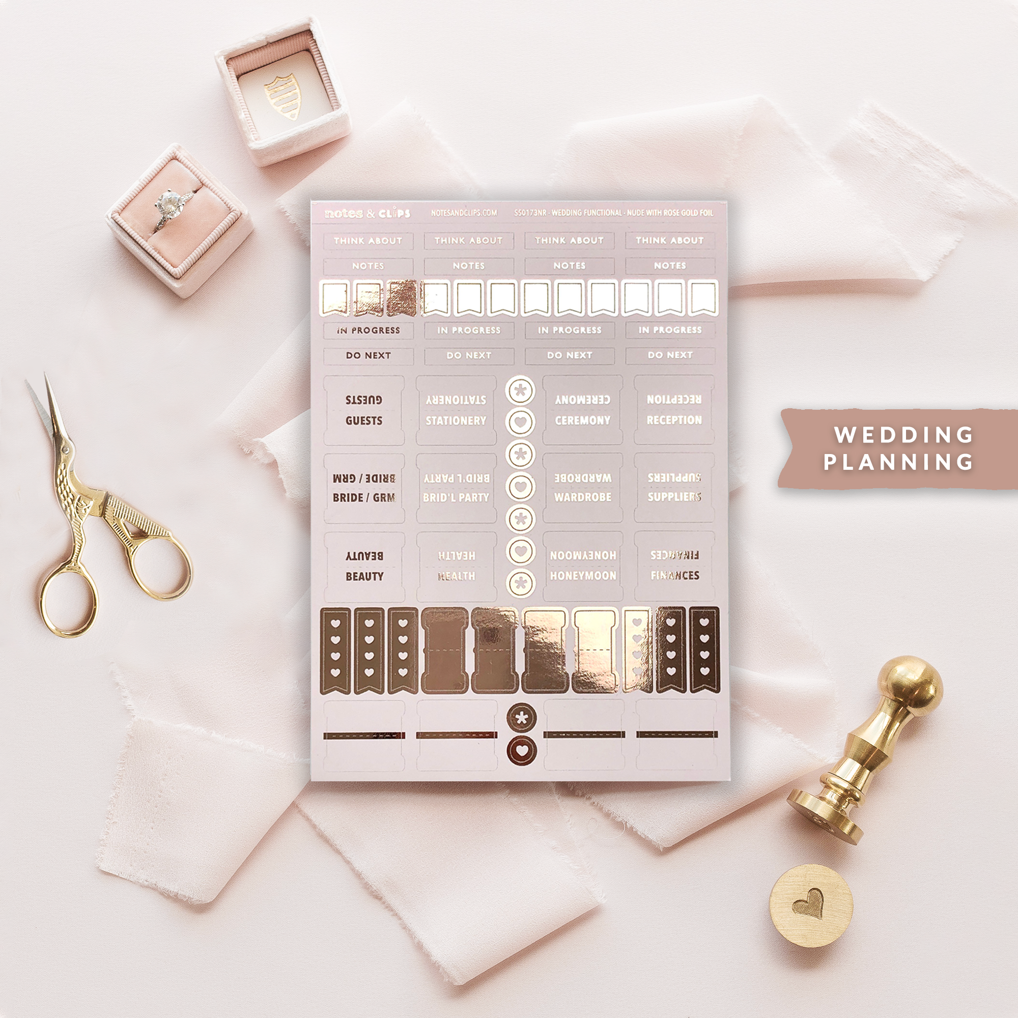 Foiled Wedding Functional Stickers - Wedding Planning