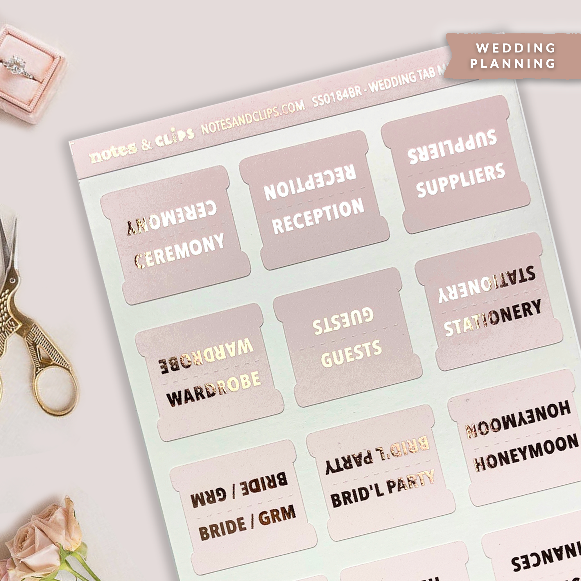 Foiled Wedding Medium Tabs - Wedding Planning